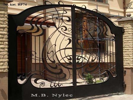 A modern forged Art Nouveau gate