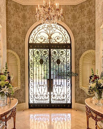 Forged door with glamor style glass