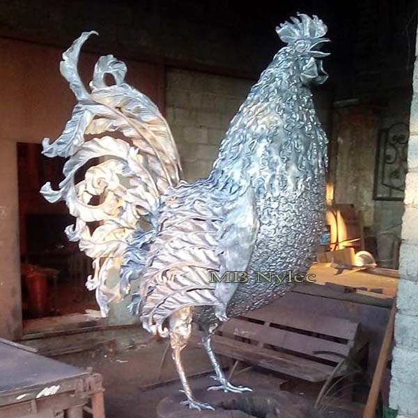 Rooster made of metal - birds of steel