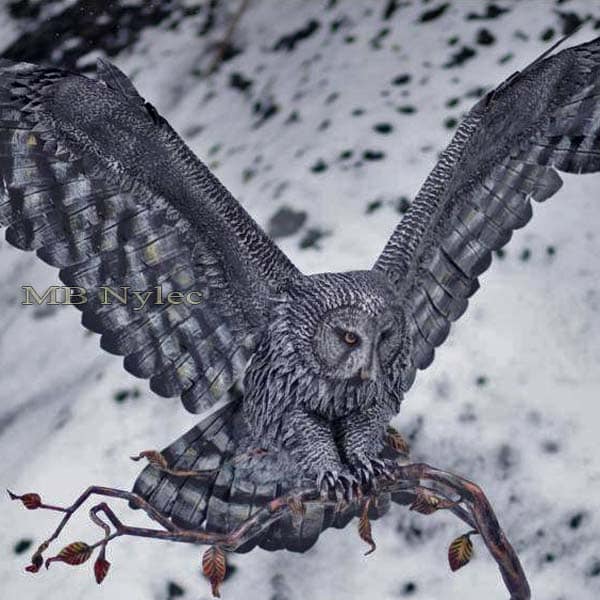 The owl forged from steel